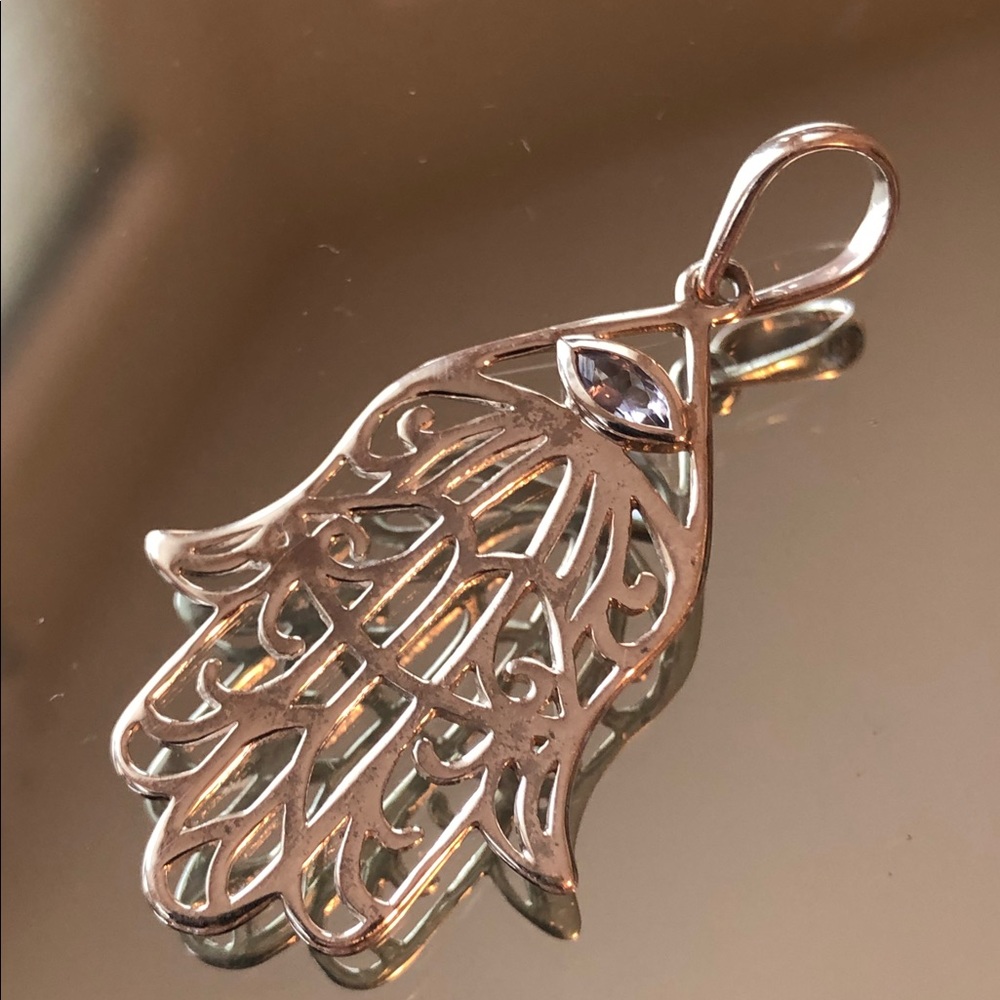 HOST PICK Sterling silver Hamsa evil eye pendant - Picture 4 of 4
